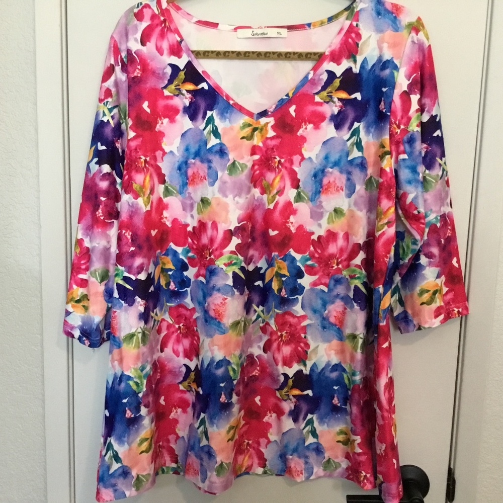 SAKURAFINA FLORAL TUNIC, SIZE 1X